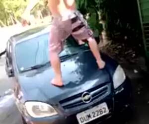 dancing on a wet car