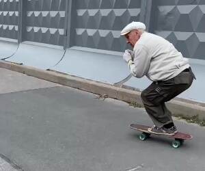 73 year old skateboarder