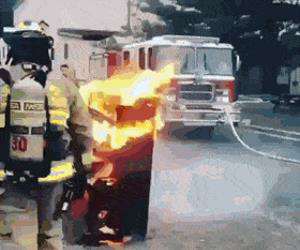 Fireman playing a hot tune