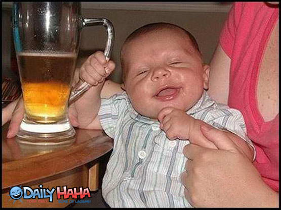 funny pictures baby drinking beer