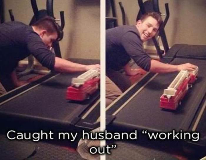 caught my husband working out