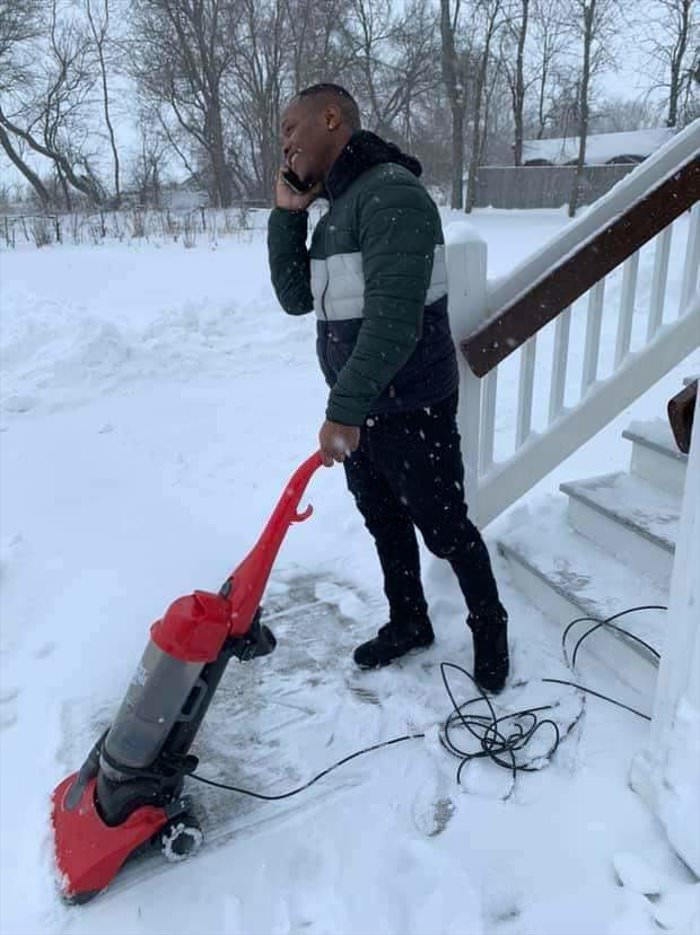 cleaning up the snow