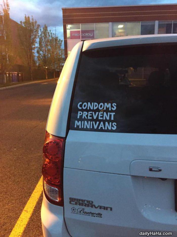 condoms prevent minivans funny picture