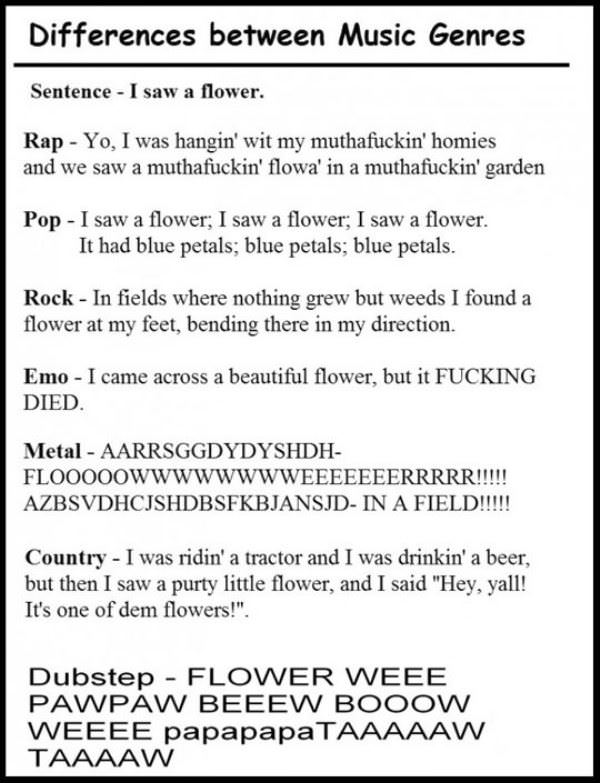 different music genres funny picture