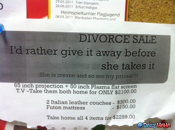 Divorce Sale funny picture