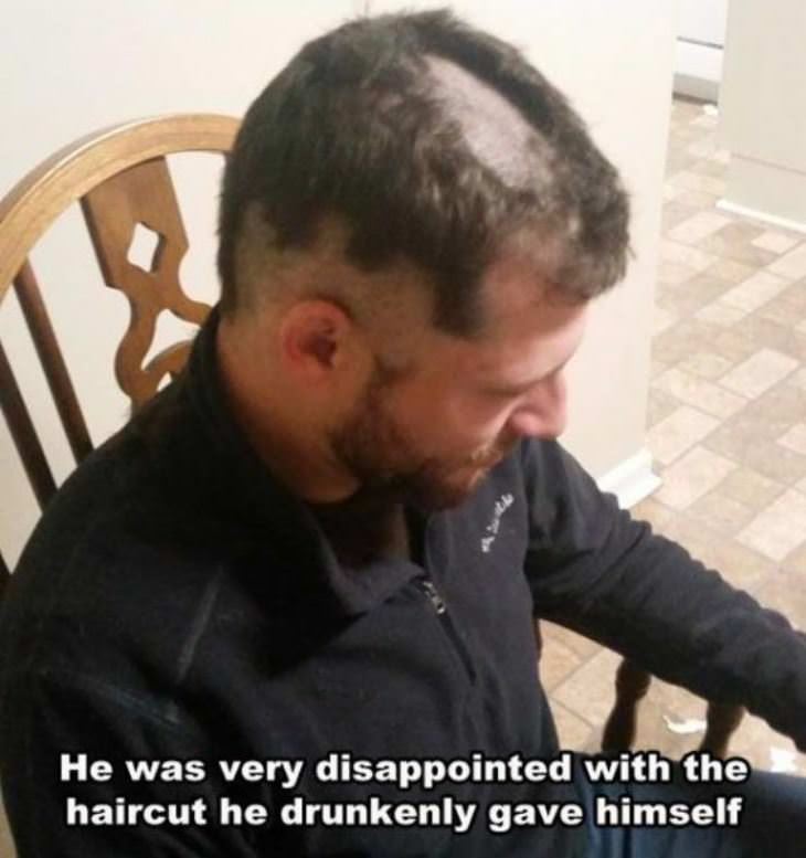 drunk haircut funny picture