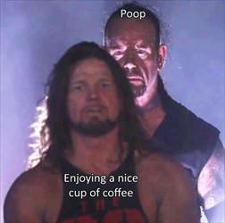 enjoying a cup of coffee