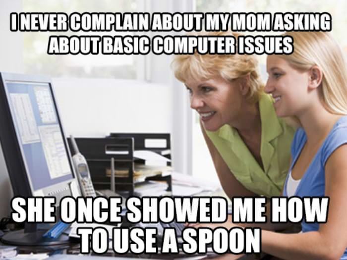 helping mom with computer issues funny picture