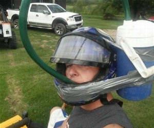 home made beer helmet funny picture