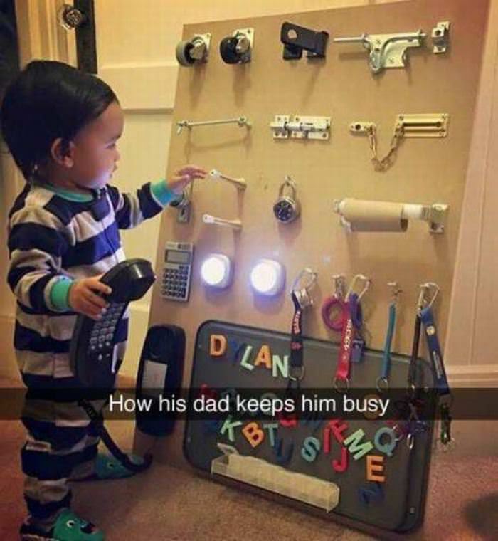 how his dad keeps him busy funny picture