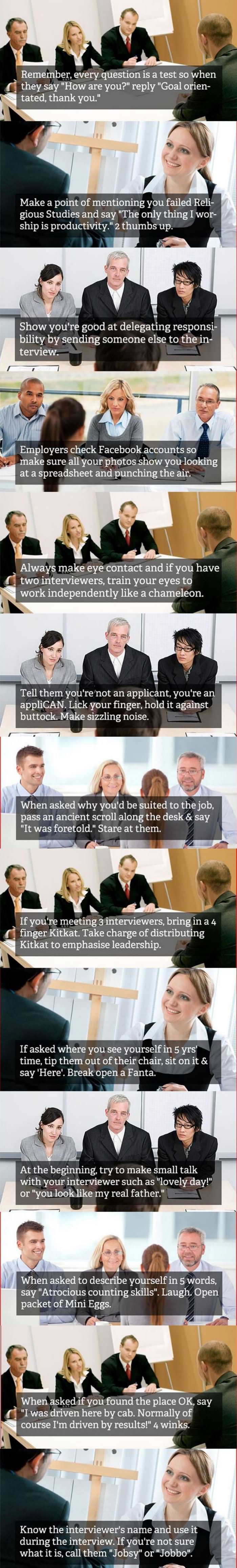 interview tips funny picture