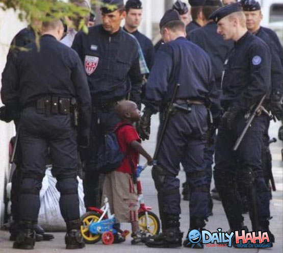 Black Child Surrounded by police
