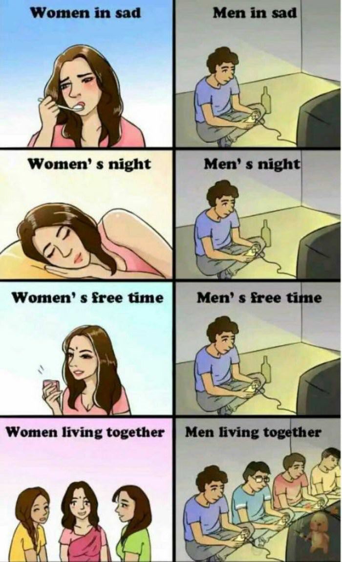 men vs women in a nutshell funny picture