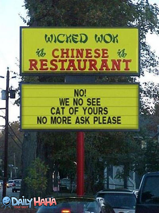 Chinese Food Cats Sign