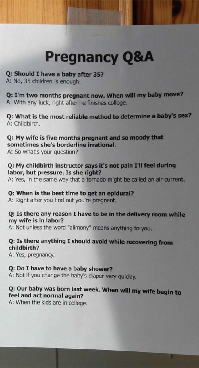 pregnancy common questions funny picture
