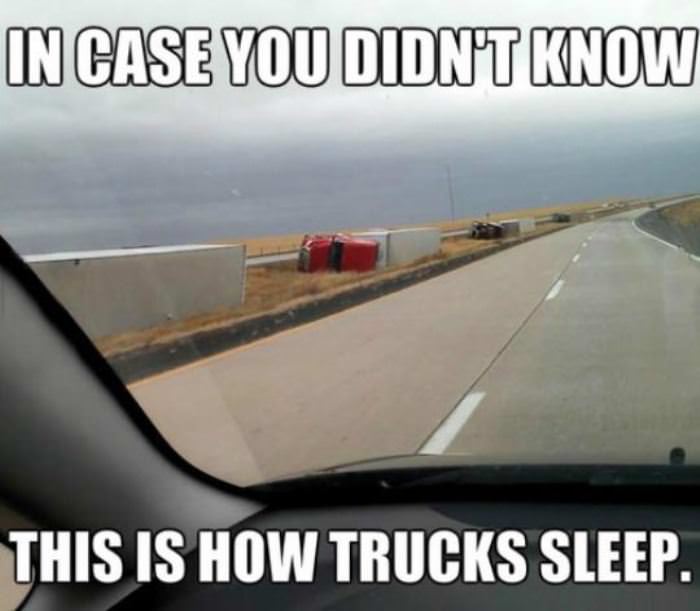 sleeping trucks funny picture