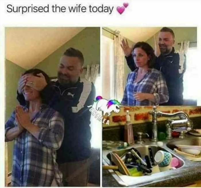 surprised the wife