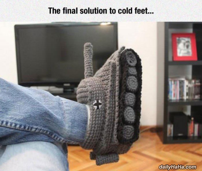 the final solution for cold feet funny picture
