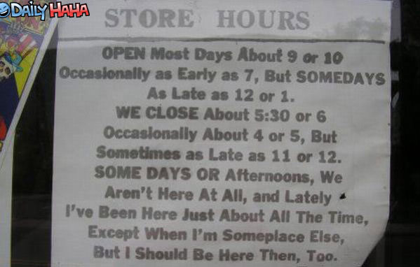 Wacky Store Hours funny picture