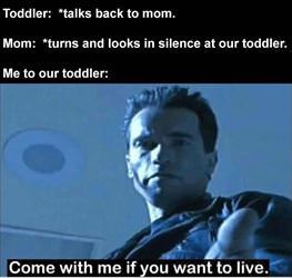 toddler talks back to mom