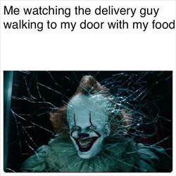 watching the delivery guy