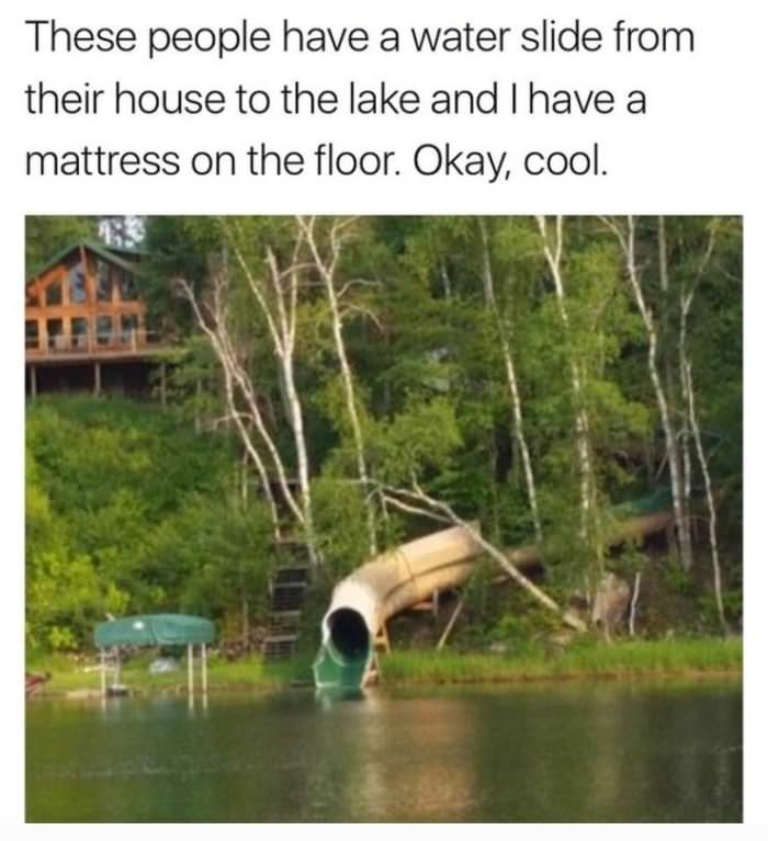 waterslide to the lake funny picture