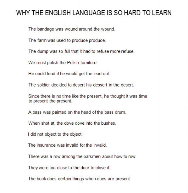 Why The English Language is Hard to Learn