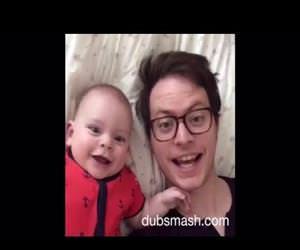 father dubsmashes with his baby Funny Video