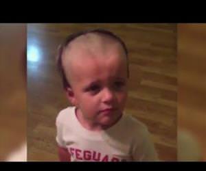 little boy shaves his own head Funny Video