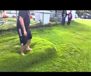 popping a giant water lawn bubble Funny Video