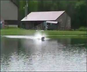 RC Car over Lake Funny Video
