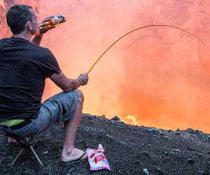 roasting marshmallows on volcano Funny Video