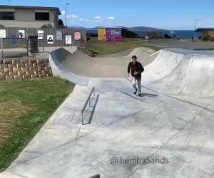 awesome skating trick without the skateboard