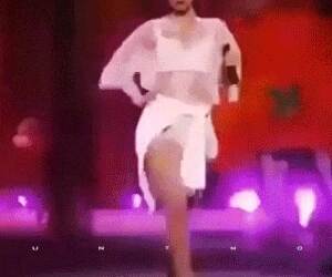 showing off her model walk