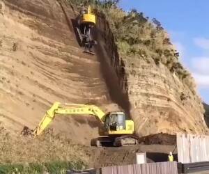 specialized excavator to excavate off on a cliff