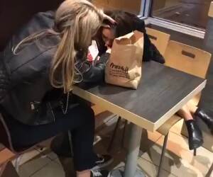 feeding her drunk friend