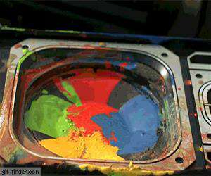 slow motion paint mixing