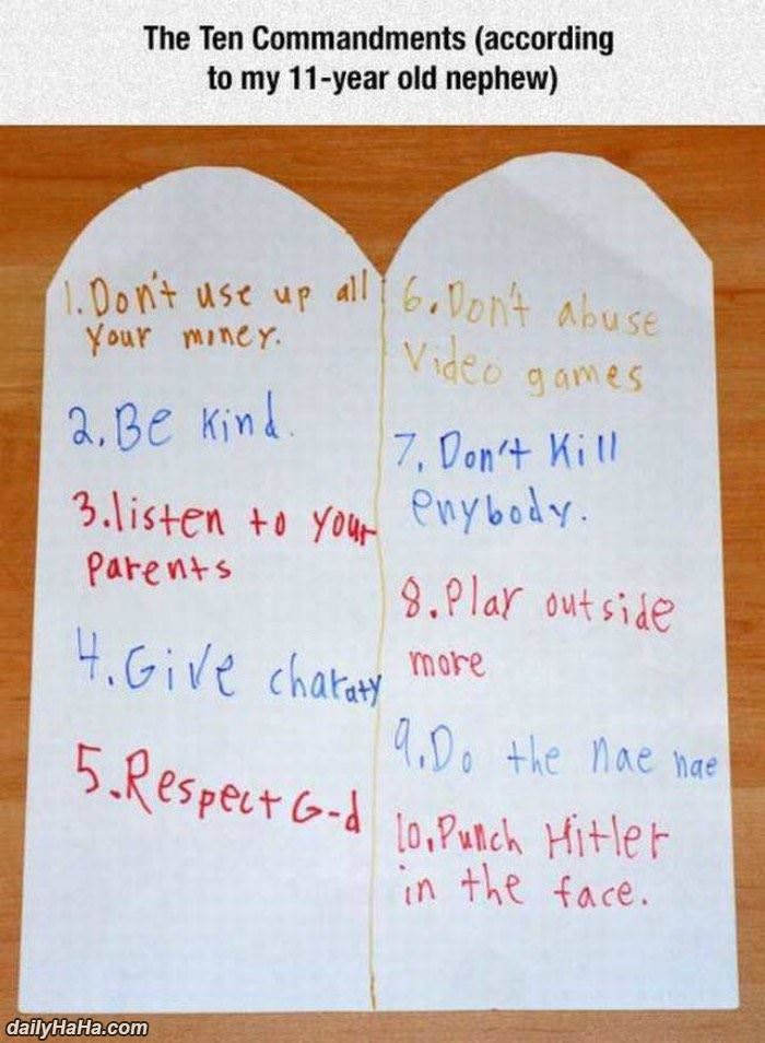 10 commandments to a 11 year old funny picture