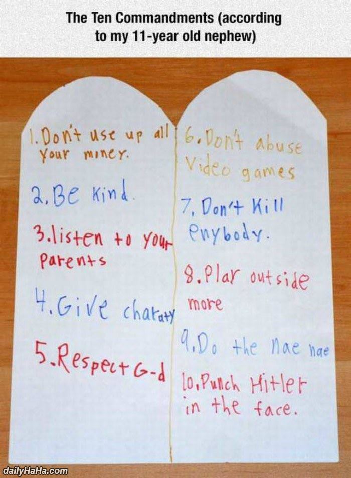 10 commandments to a 11 year old funny picture