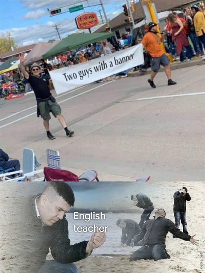 2 guys with a banner