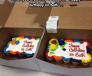 2 cakes with happy birthday funny picture