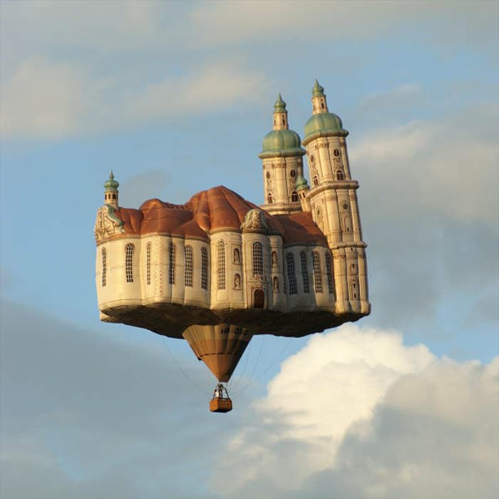 a flying castle balloon