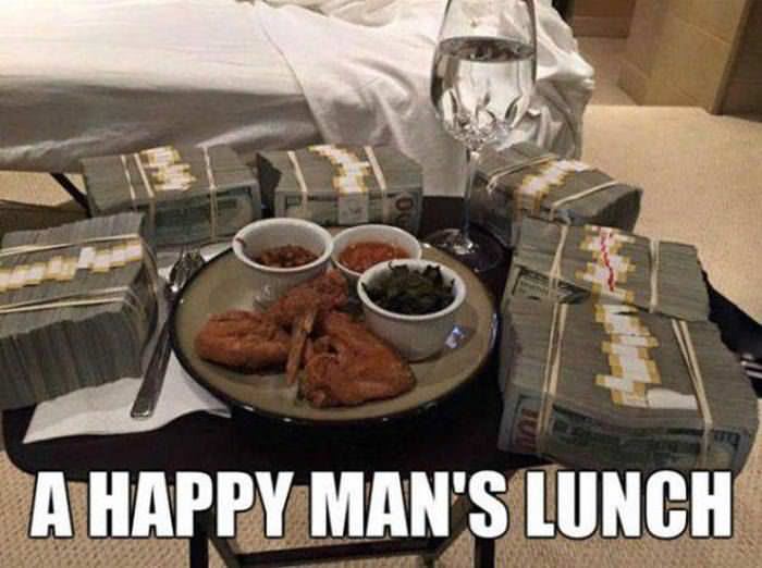 a happy mans lunch funny picture
