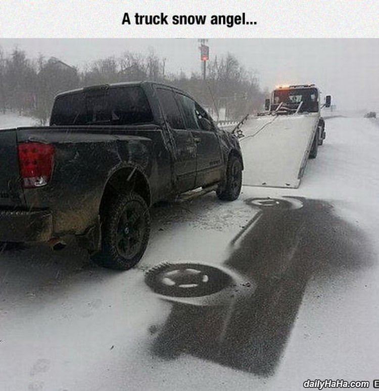 a truck snow angel funny picture