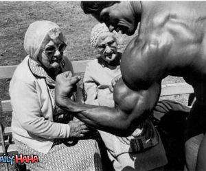 Arnold Flexing for Old Ladies