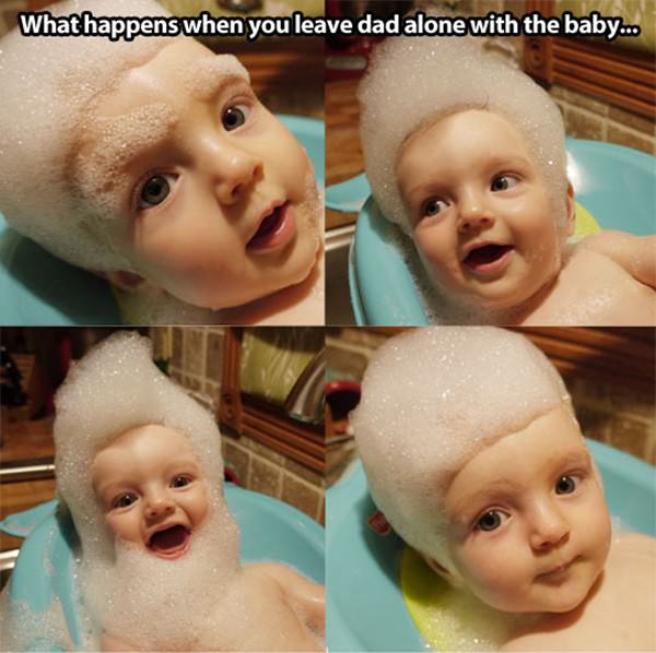 Baby Alone with Dad funny picture