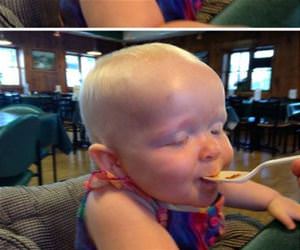 baby tries flan for the first time funny picture