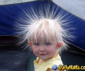 This kid appears to be having a bad hair day!