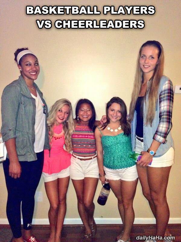 basketball players vs cheerleaders funny picture