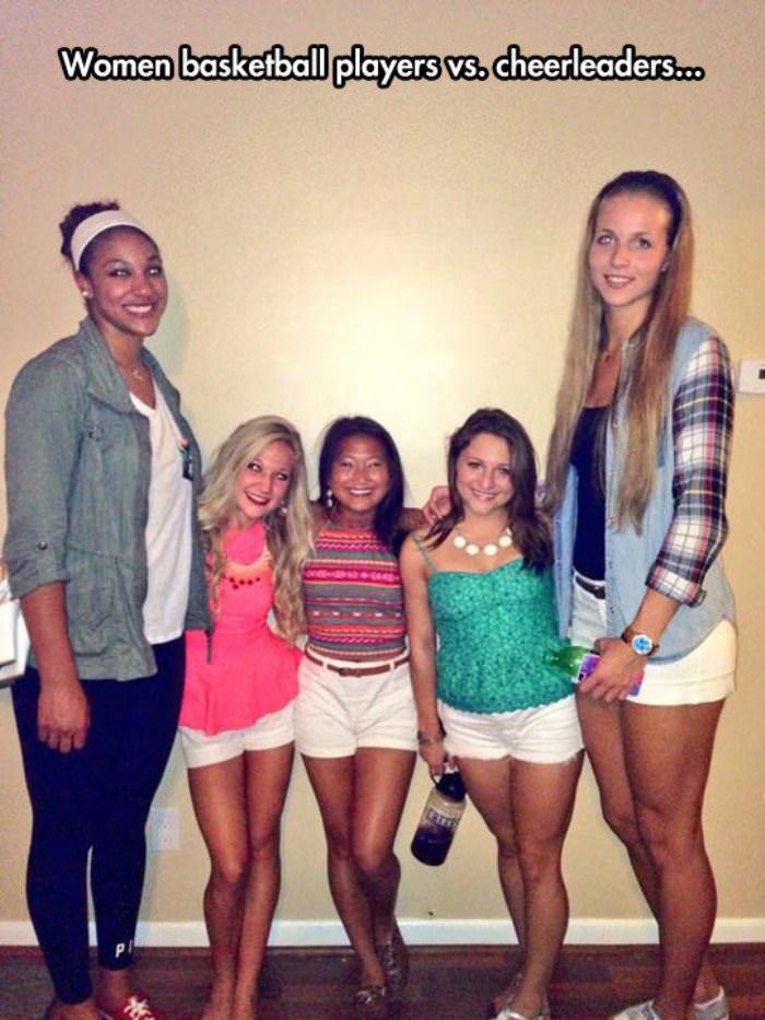 basketball players vs cheerleaders funny picture